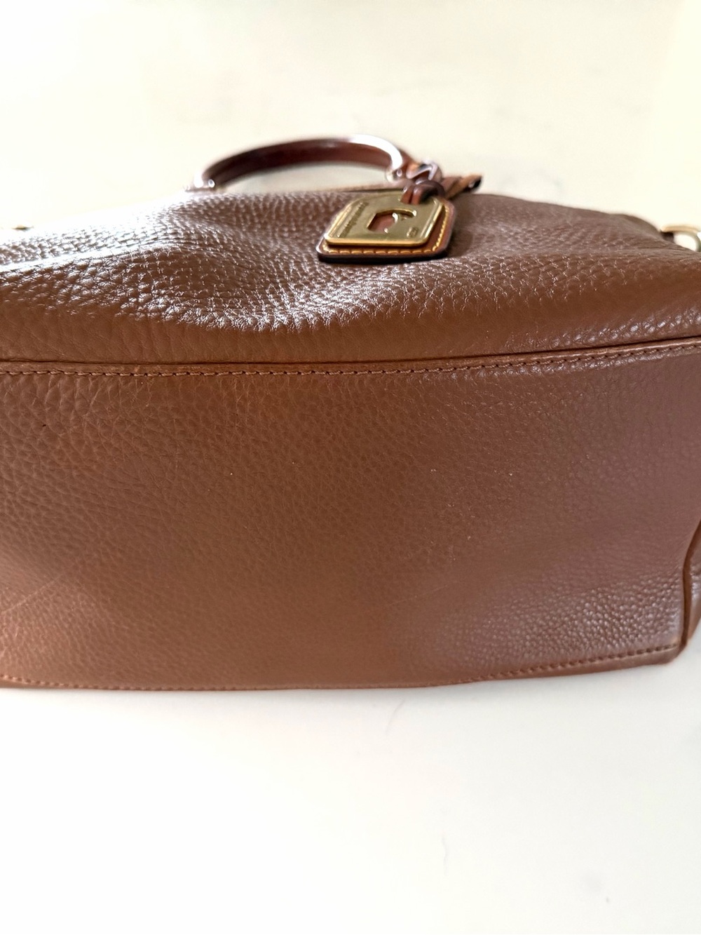 DOONEY & BOURKE•British tan pebble leather satchel crossbody bag - Picture 6 of 13